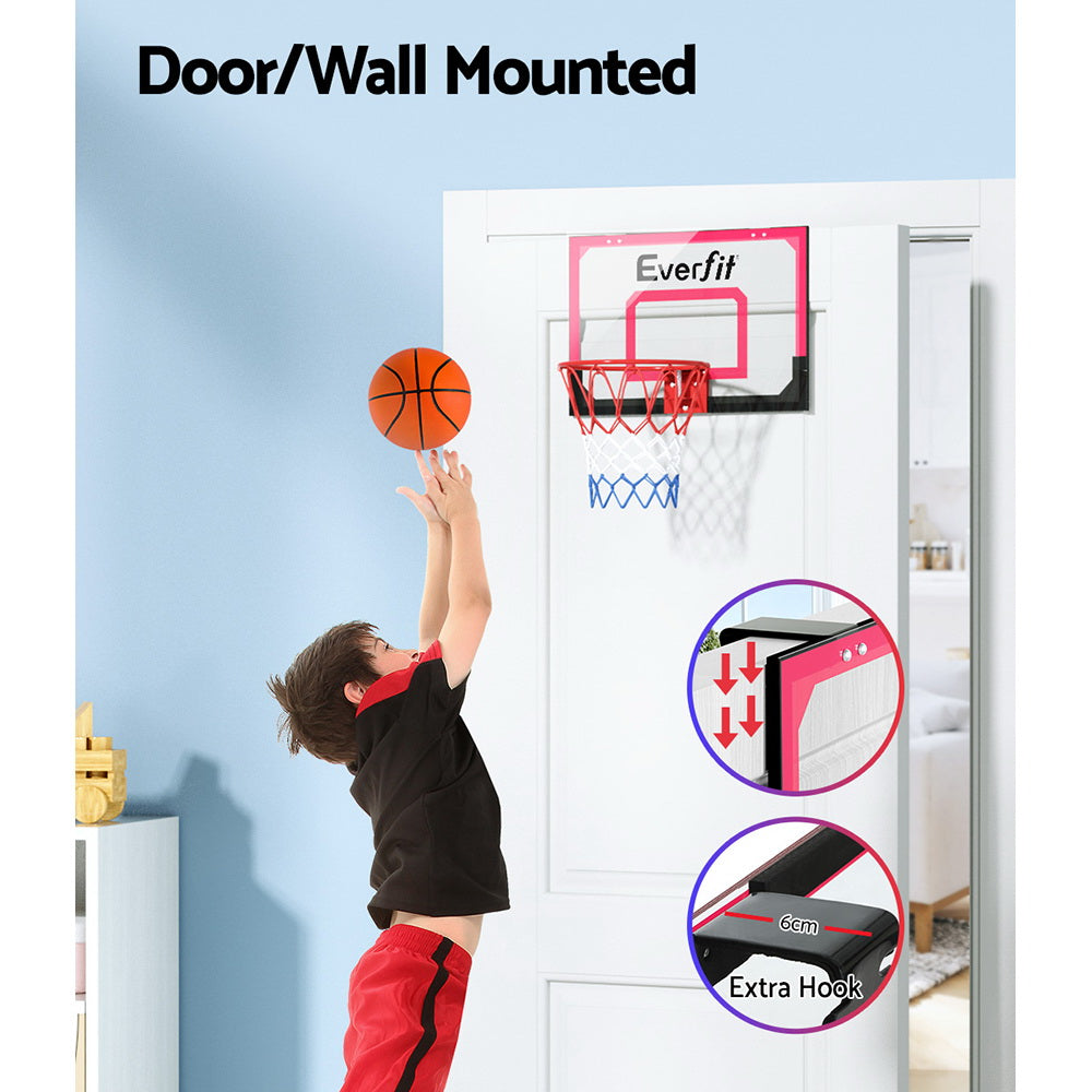 23 Mini Basketball Hoop Backboard Door Wall Mounted Sports Kids Red