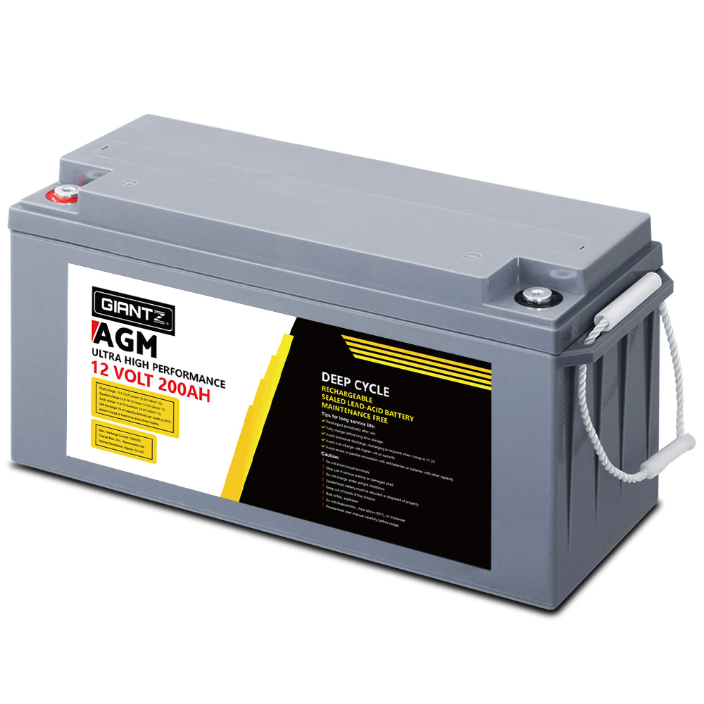 AGM Deep Cycle Battery 12V 200Ah Box Portable Solar Caravan Camping
