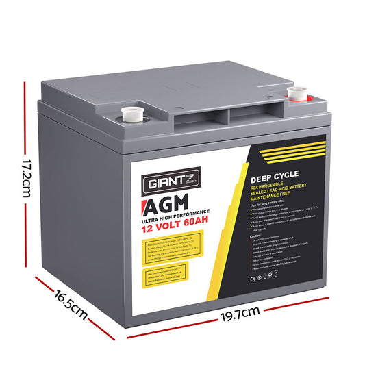 AGM Battery 12V 60Ah Deep Cycle Box Portable Solar Caravan Camping