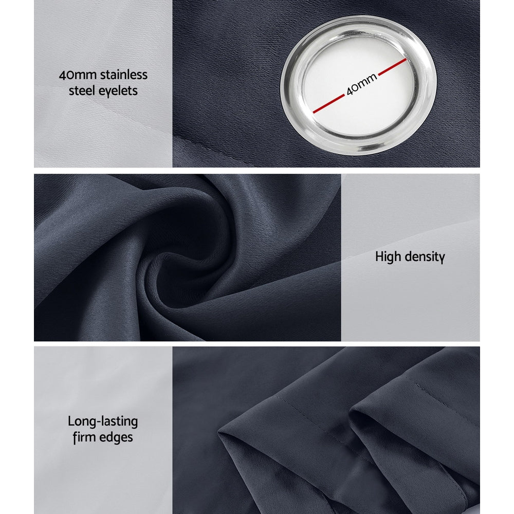 2X Blockout Curtains Eyelet 140x230cm Charcoal