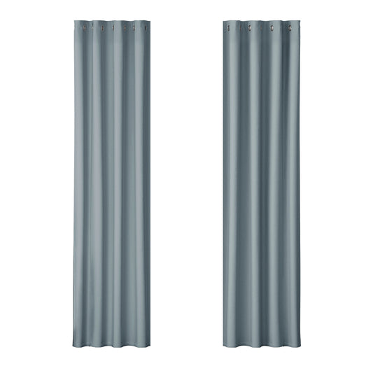 2X Blockout Curtains Eyelet 140x230cm Grey