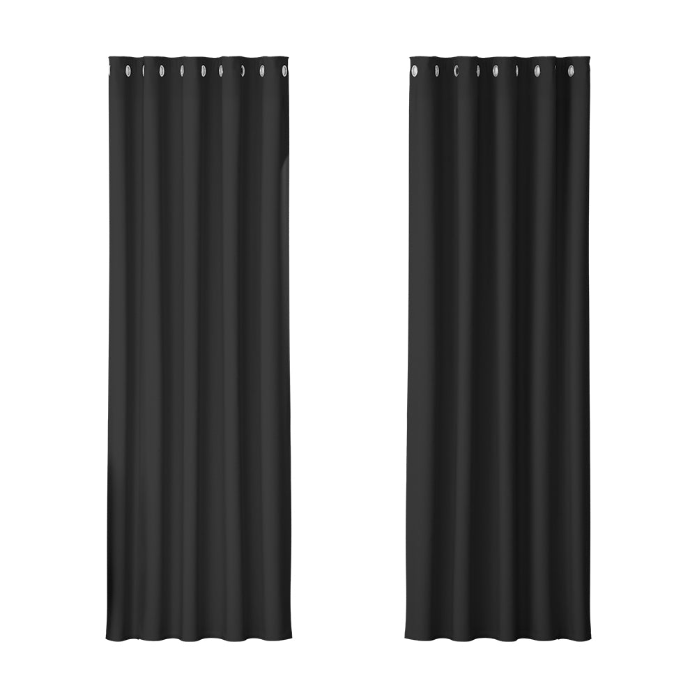 2X Blockout Curtains Eyelet 180x213cm Black