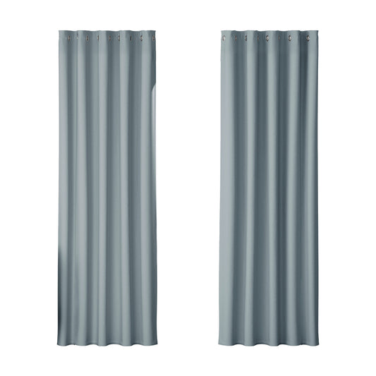 2X Blockout Curtains Eyelet 180x213cm Grey