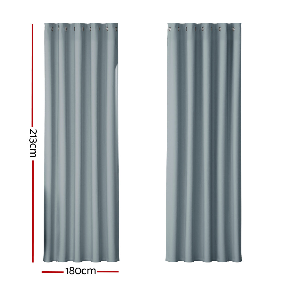 2X Blockout Curtains Eyelet 180x213cm Grey