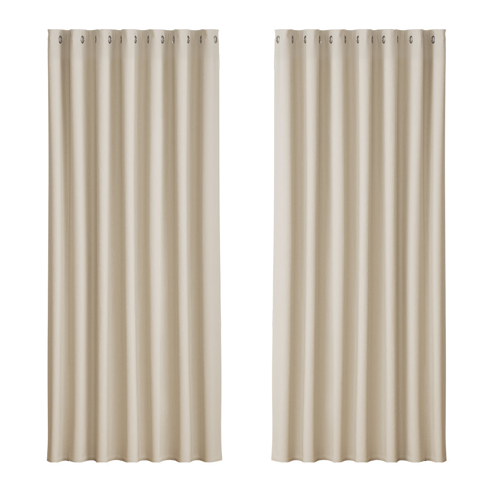 2X Blockout Curtains Eyelet 240x230cm Beige