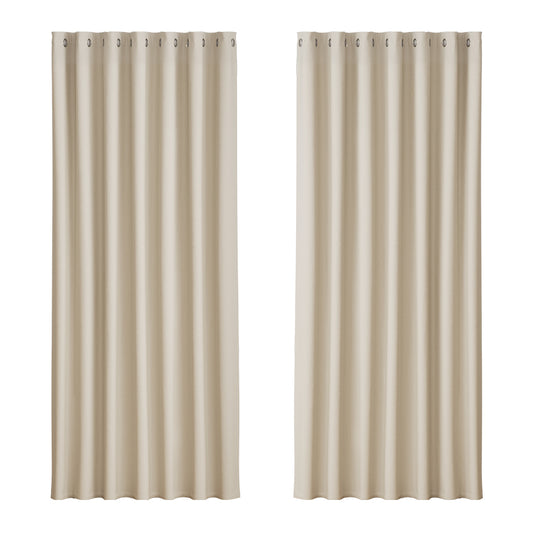 2X Blockout Curtains Eyelet 240x230cm Beige