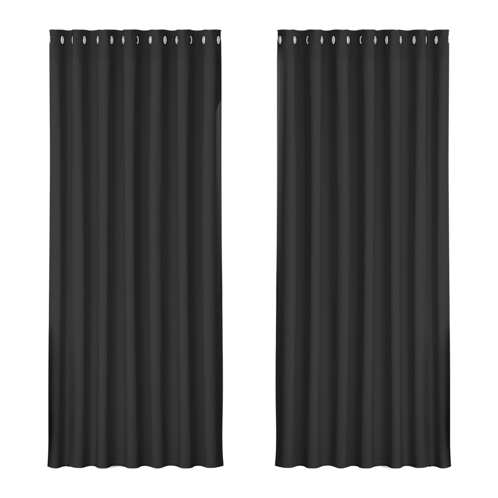 2X Blockout Curtains Eyelet 240x230cm Black