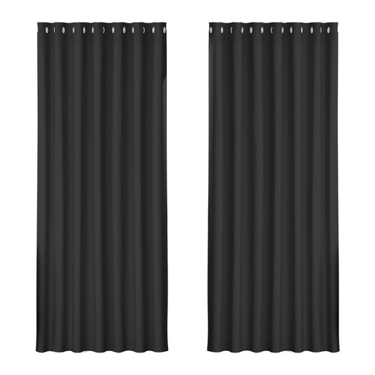 2X Blockout Curtains Eyelet 240x230cm Black