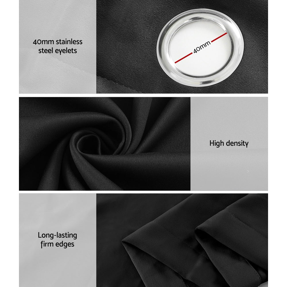 2X Blockout Curtains Eyelet 240x230cm Black