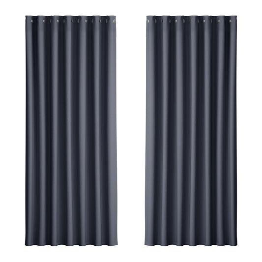 2X Blockout Curtains Eyelet 240x230cm Charcoal