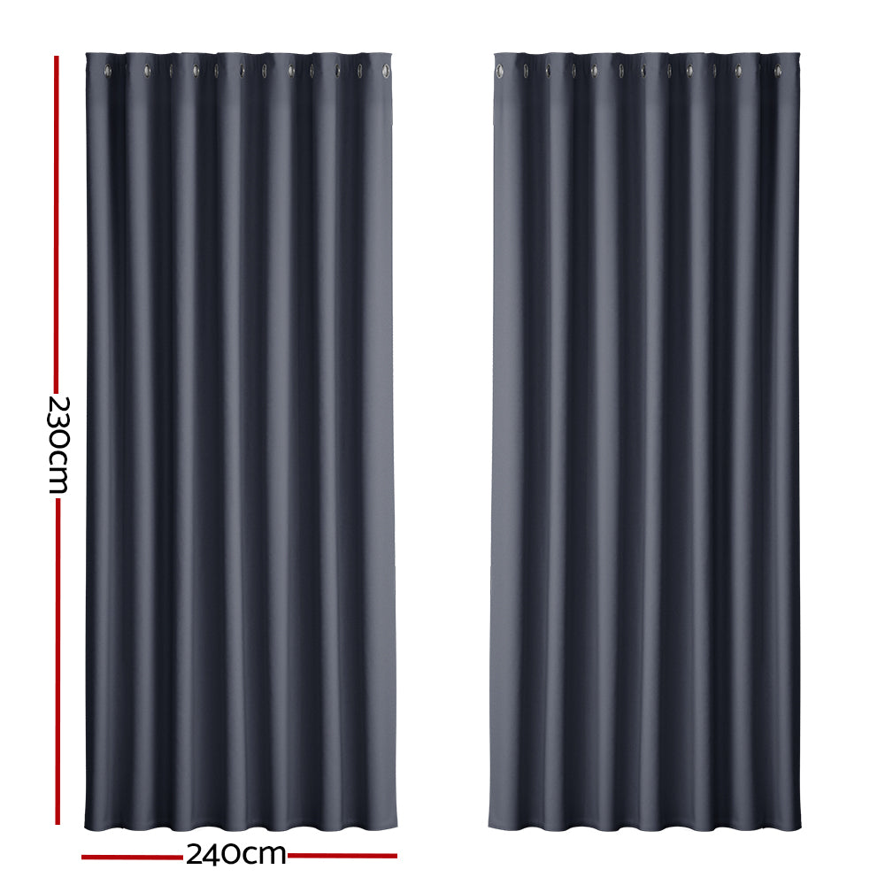 2X Blockout Curtains Eyelet 240x230cm Charcoal