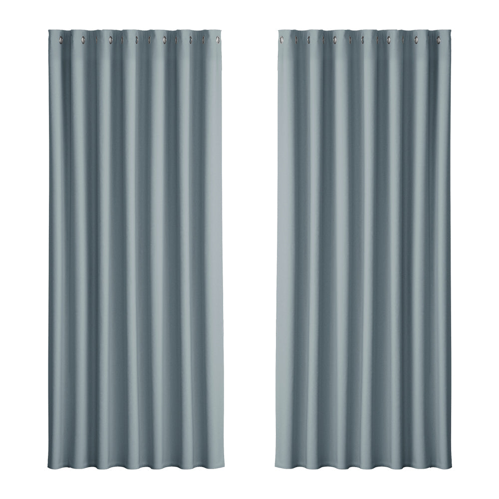 2X Blockout Curtains Eyelet 240x230cm Grey