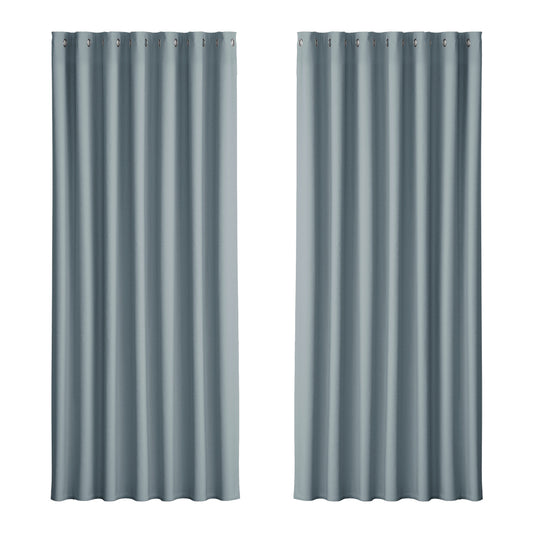 2X Blockout Curtains Eyelet 240x230cm Grey