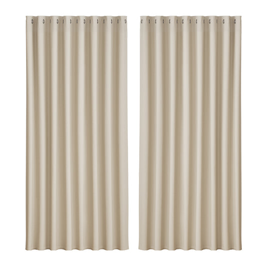 2X Blockout Curtains Eyelet 300x230cm Beige