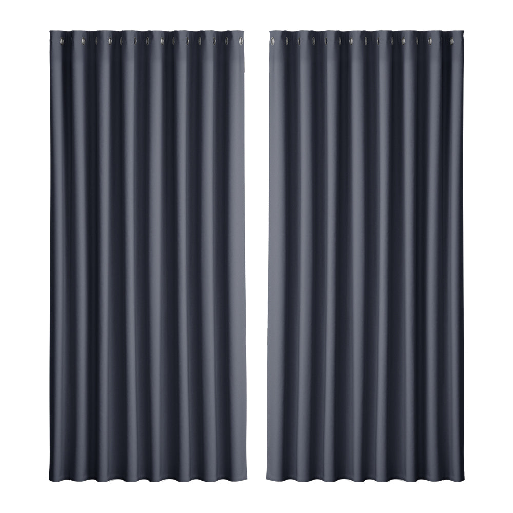 2X Blockout Curtains Eyelet 300x230cm Charcoal