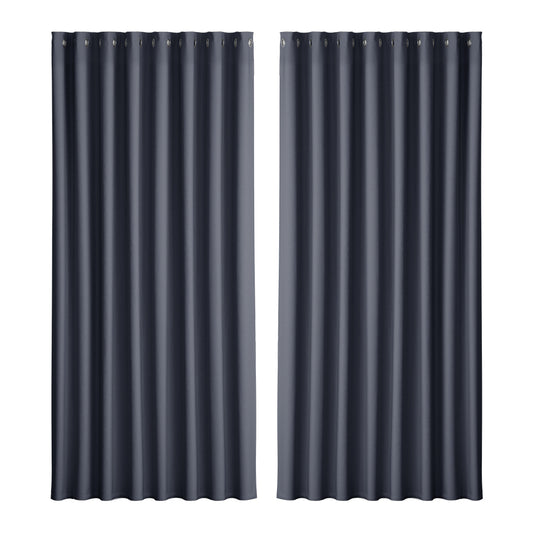 2X Blockout Curtains Eyelet 300x230cm Charcoal