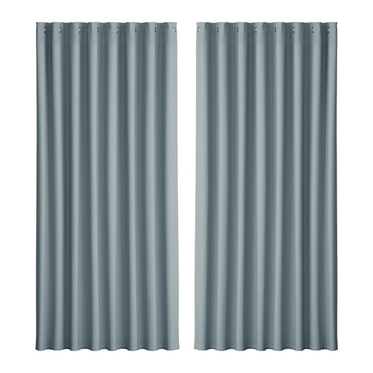 2X Blockout Curtains Eyelet 300x230cm Grey