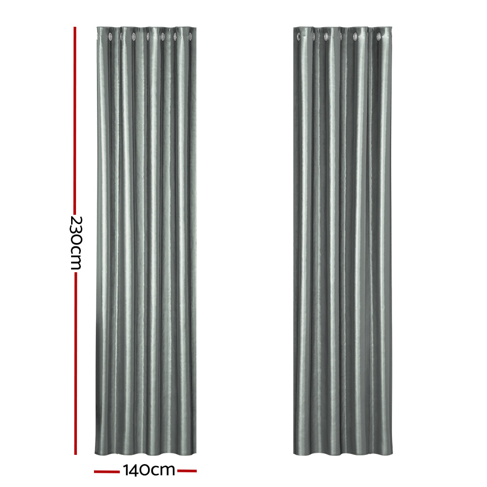 2X Blockout Curtains Eyelet 140x230cm Grey Shine