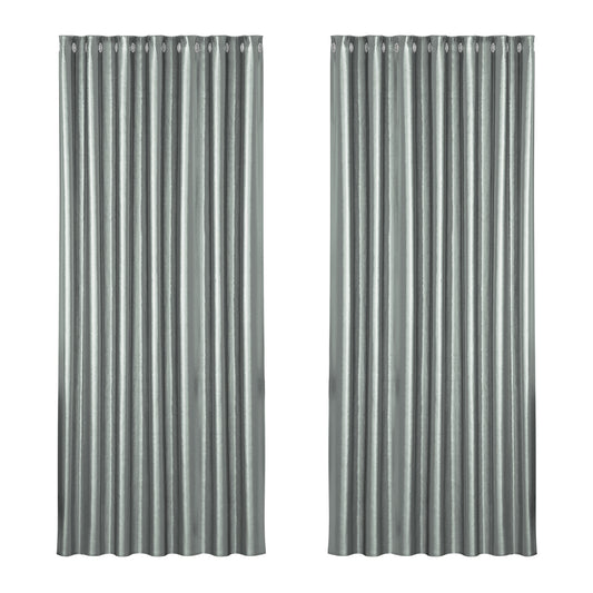 2X Blockout Curtains Eyelet 240x230cm Grey Shine