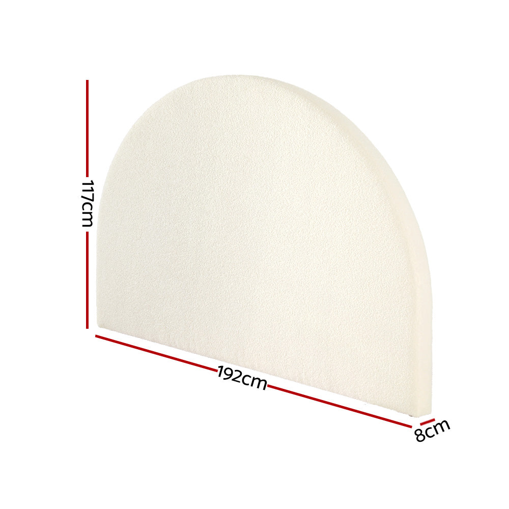 Bed Head Headboard Bed Frame King Boucle - GREI White