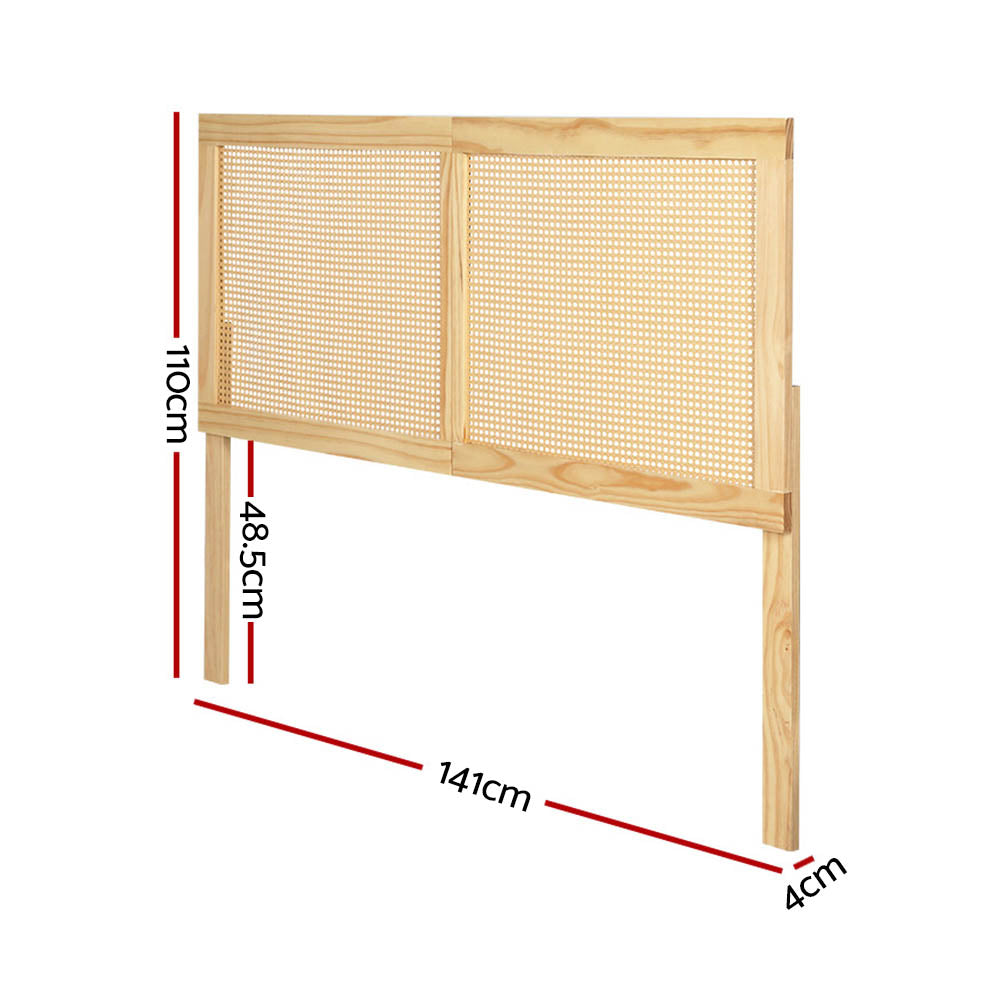 Bed Head Headboard Double Rattan - RIBO Pine