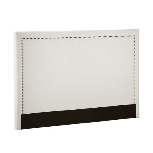 Bed Head Bed Frame Headboard King Fabric - RIVE Beige White