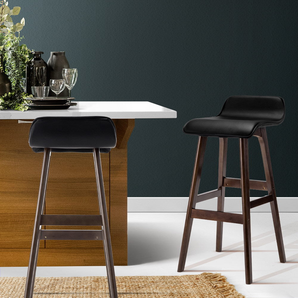 2x Bar Stools Wooden Stool Black