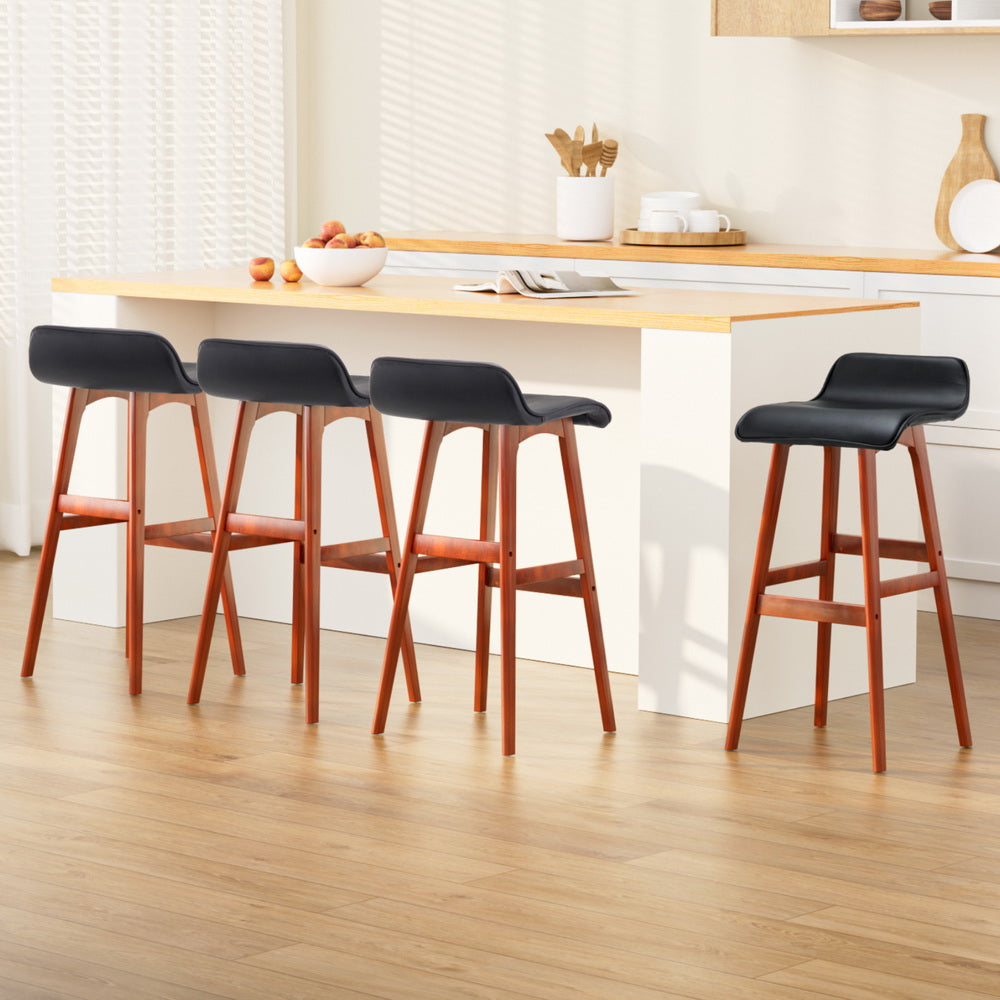 4x Bar Stools Wooden Stool Black