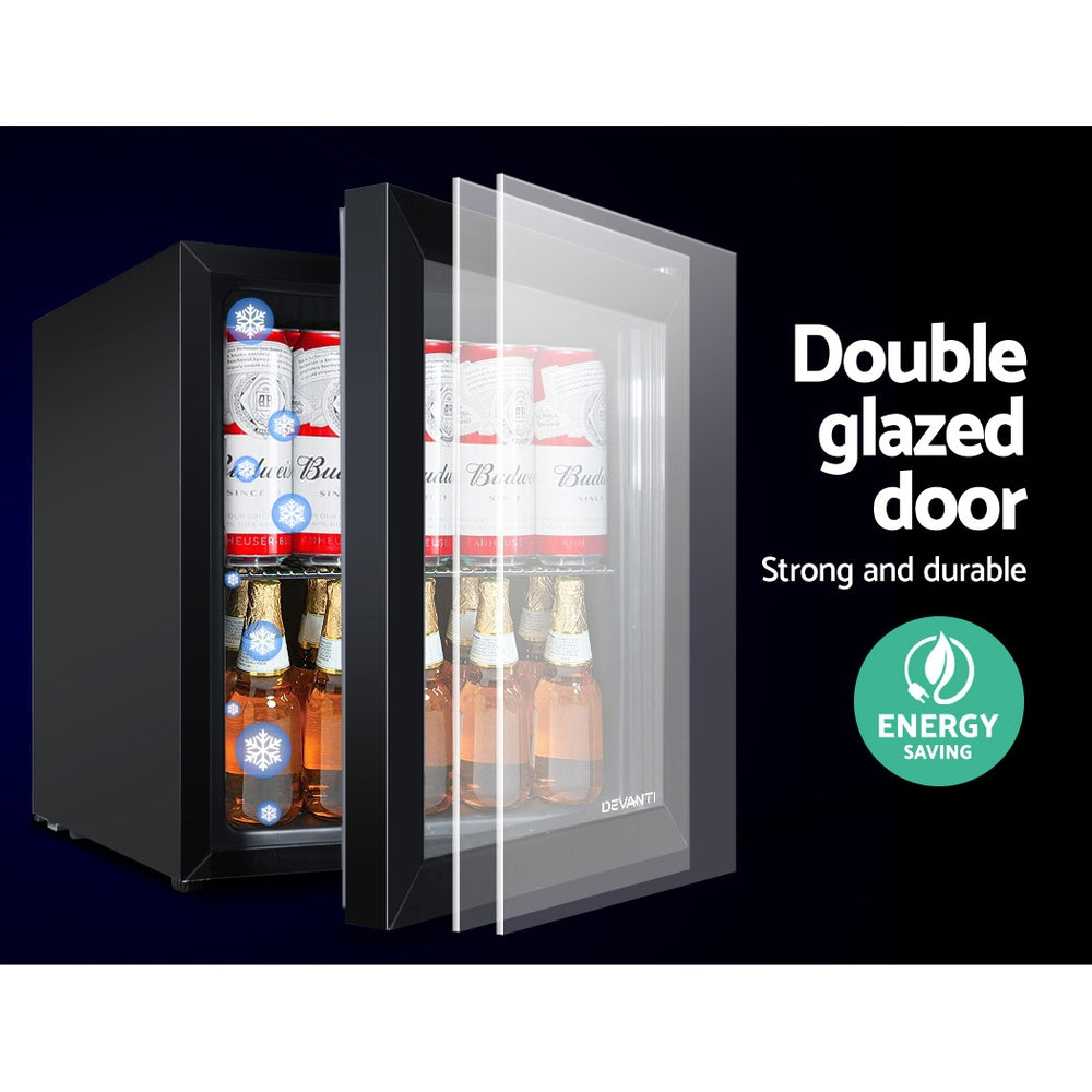 46L Bar Fridge Glass Door Black