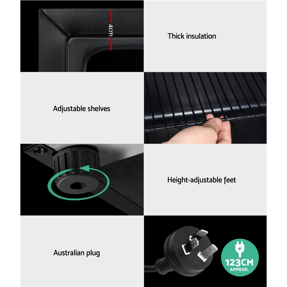 46L Bar Fridge Glass Door Black