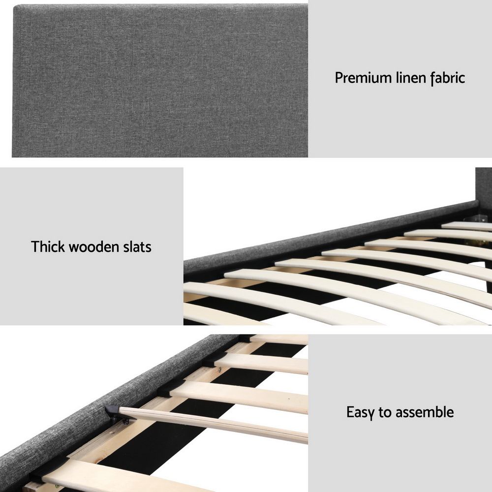 Artiss Bed Frame King Single Size Grey NEO