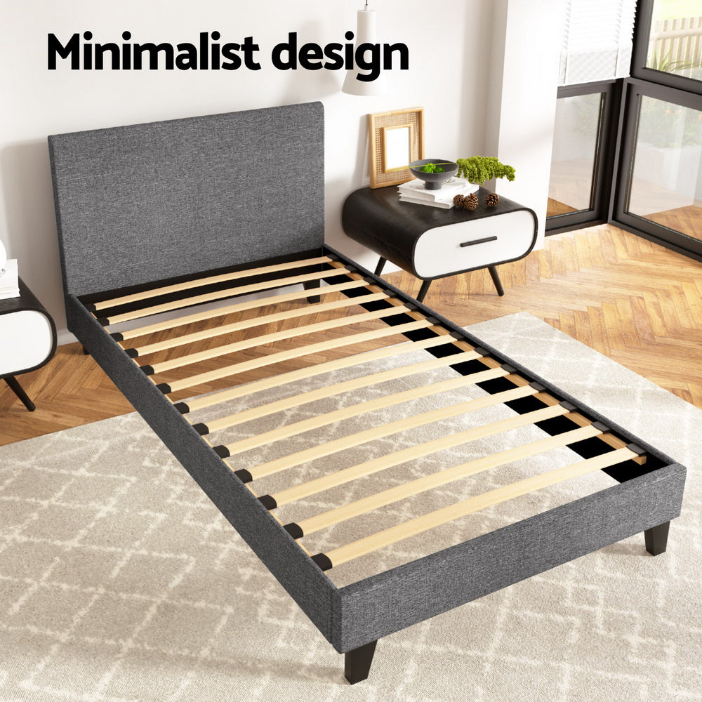Bed Frame King Single Size Grey NEO