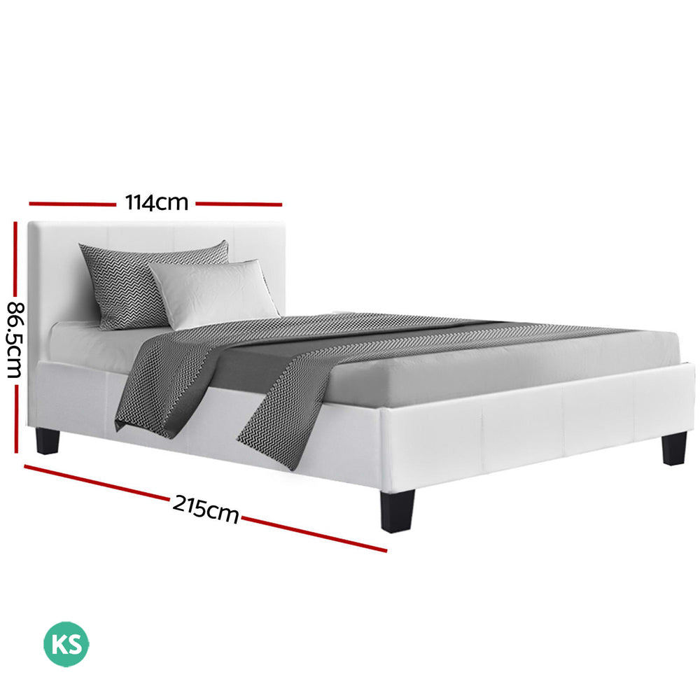 Bed Frame King Single Size White NEO