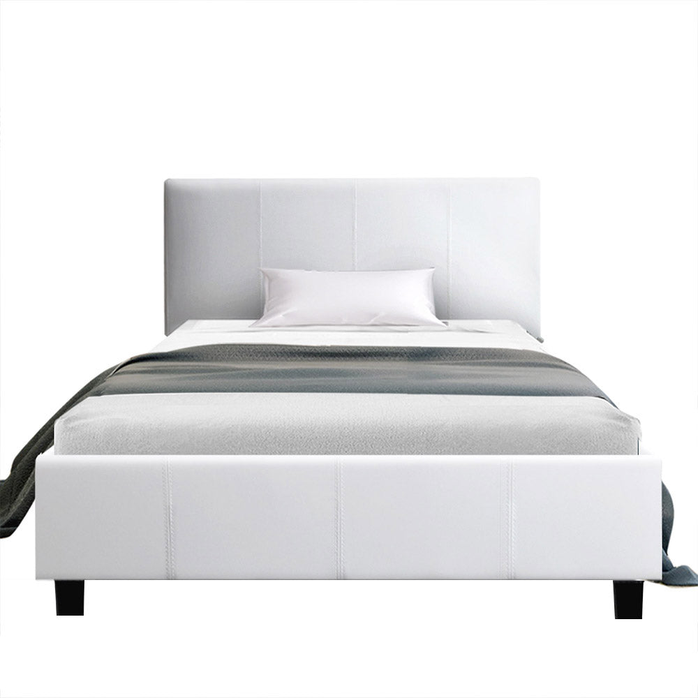 Bed Frame King Single Size White NEO