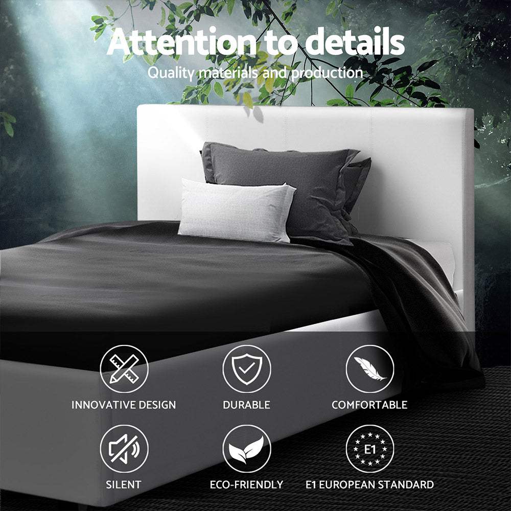 Bed Frame King Single Size White NEO