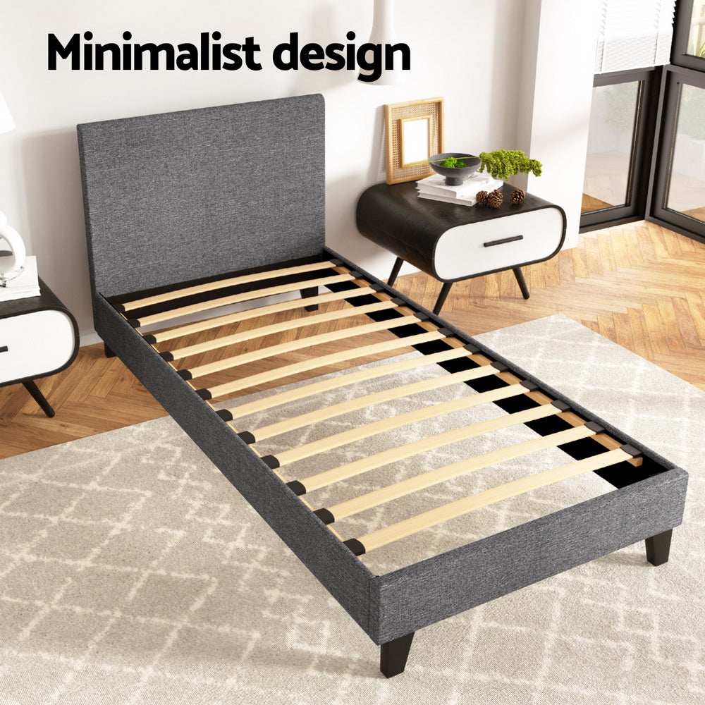Bed Frame Single Size Grey NEO