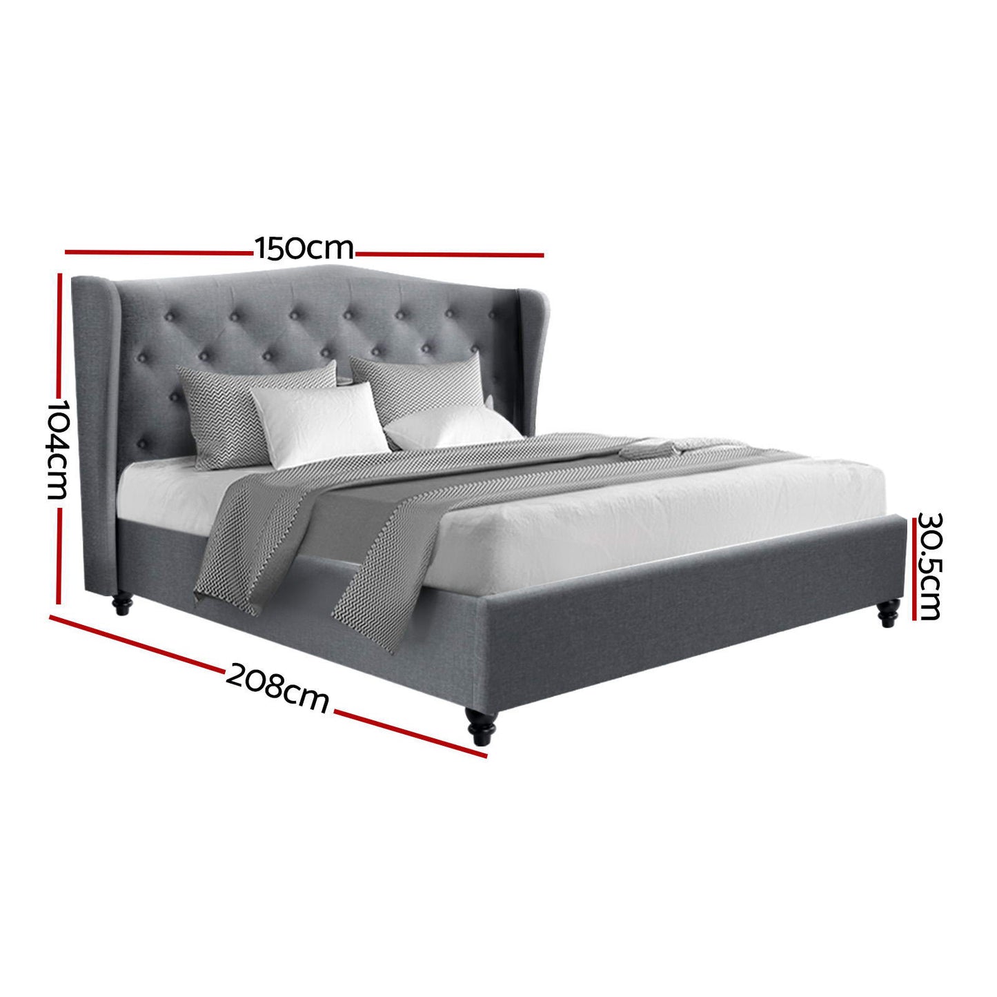 Bed Frame Double Size Grey PIER