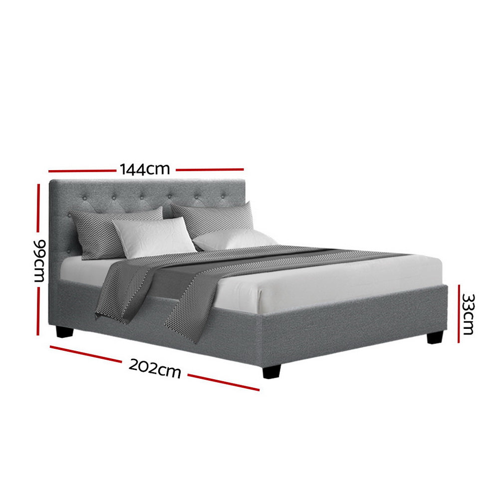Bed Frame Double Size Gas Lift Grey VILA