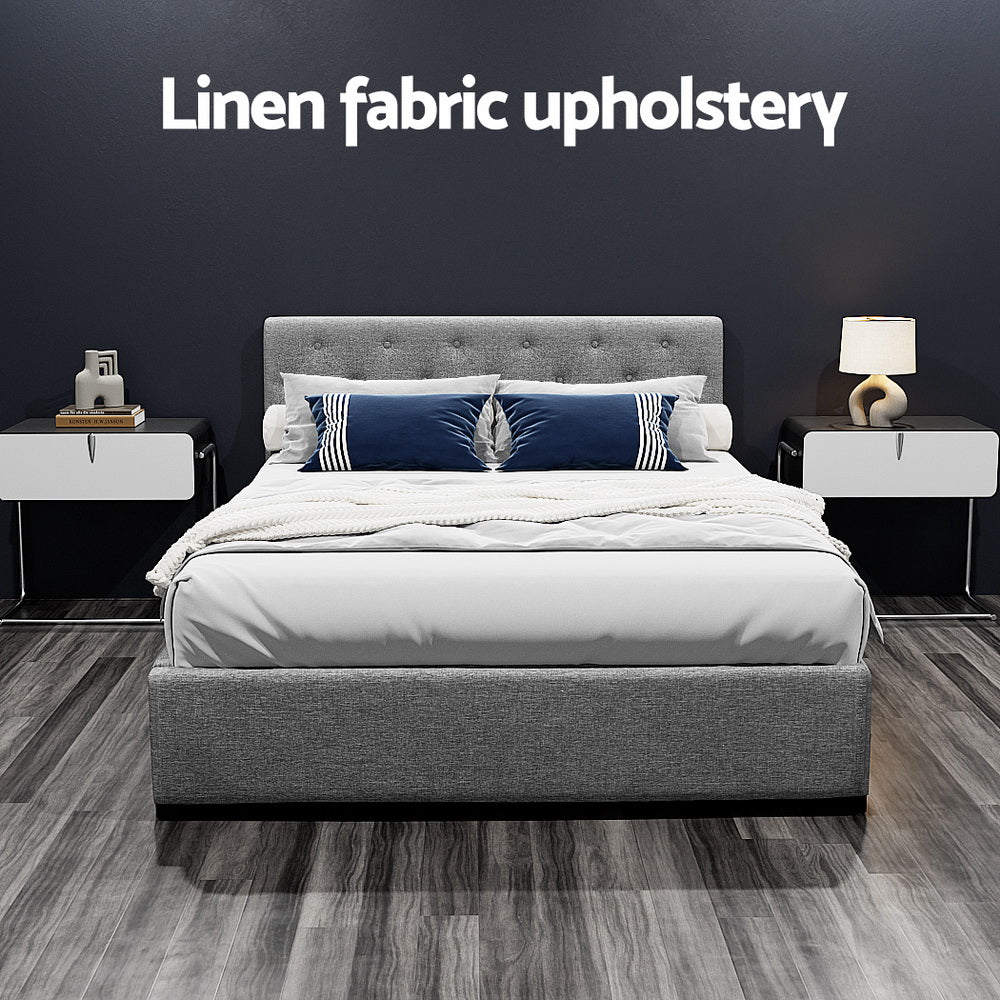 Bed Frame Double Size Gas Lift Grey VILA