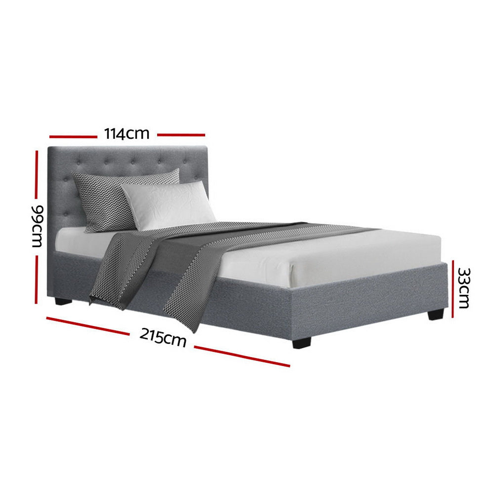 Bed Frame King Single Size Gas Lift Grey VILA