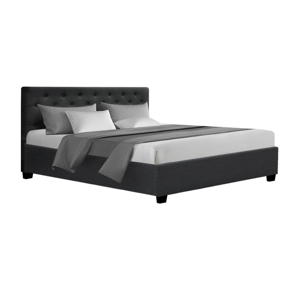 Bed Frame Queen Size Gas Lift Charcoal VILA