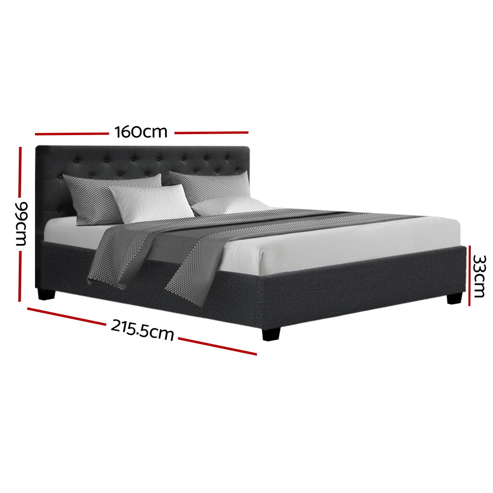 Bed Frame Queen Size Gas Lift Charcoal VILA