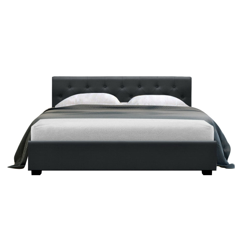 Bed Frame Queen Size Gas Lift Charcoal VILA