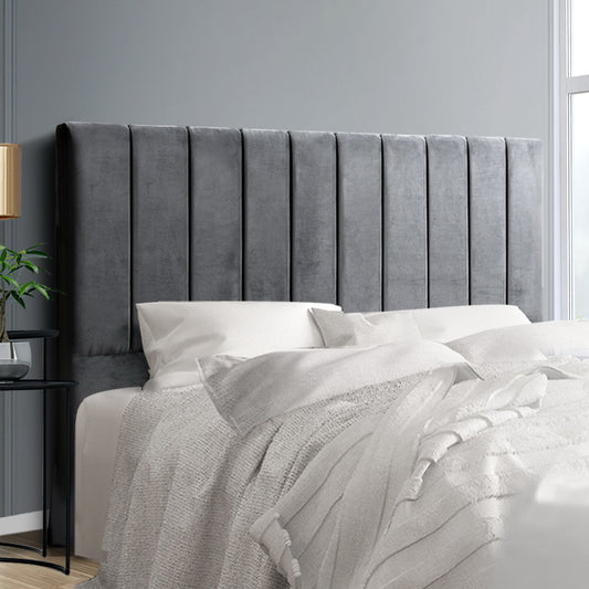 Bed Head Headboard King Velvet - VELA Grey