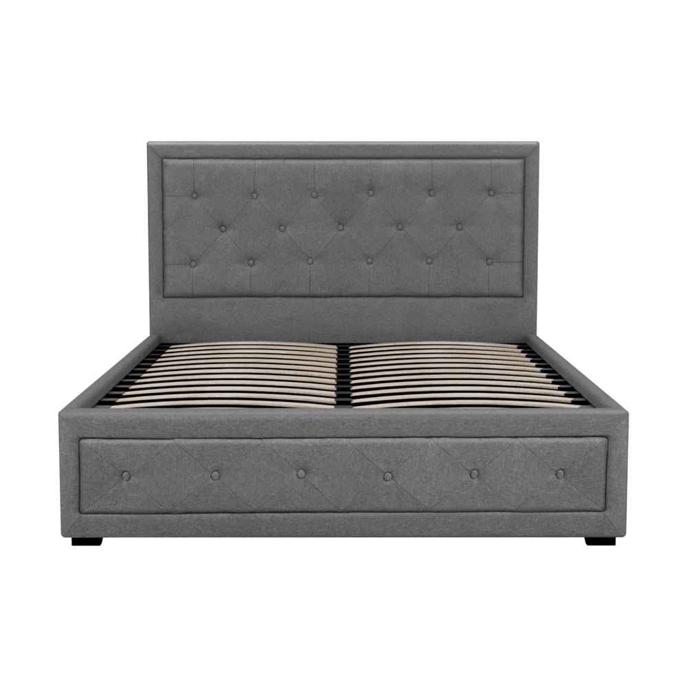 Bed Frame Double Size Gas Lift Grey TIYO