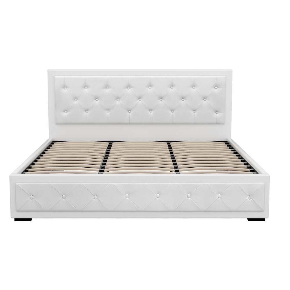 Bed Frame King Size Gas Lift White TIYO