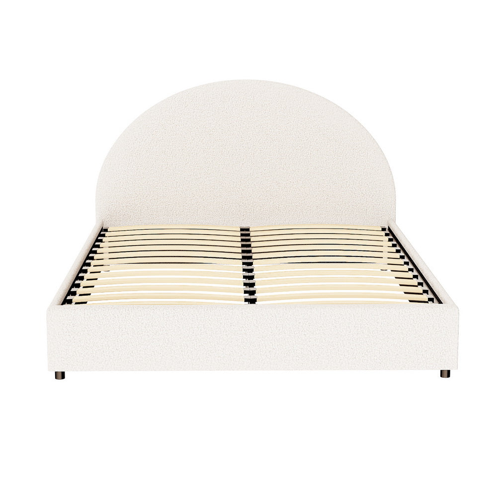 Bed Frame Gas Lift Strorage Beds Base Platform Boucle Fabric Double ELLA