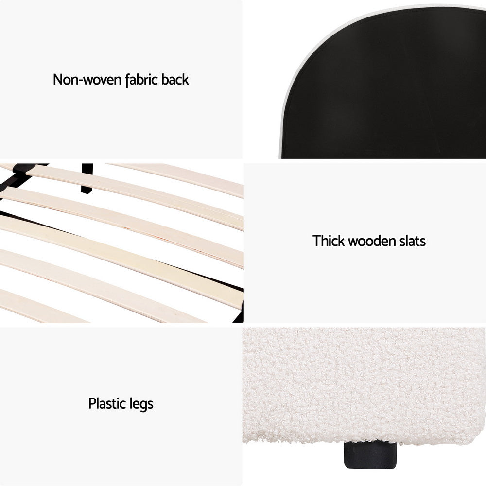 Bed Frame Gas Lift Strorage Beds Base Platform Boucle Fabric Double ELLA