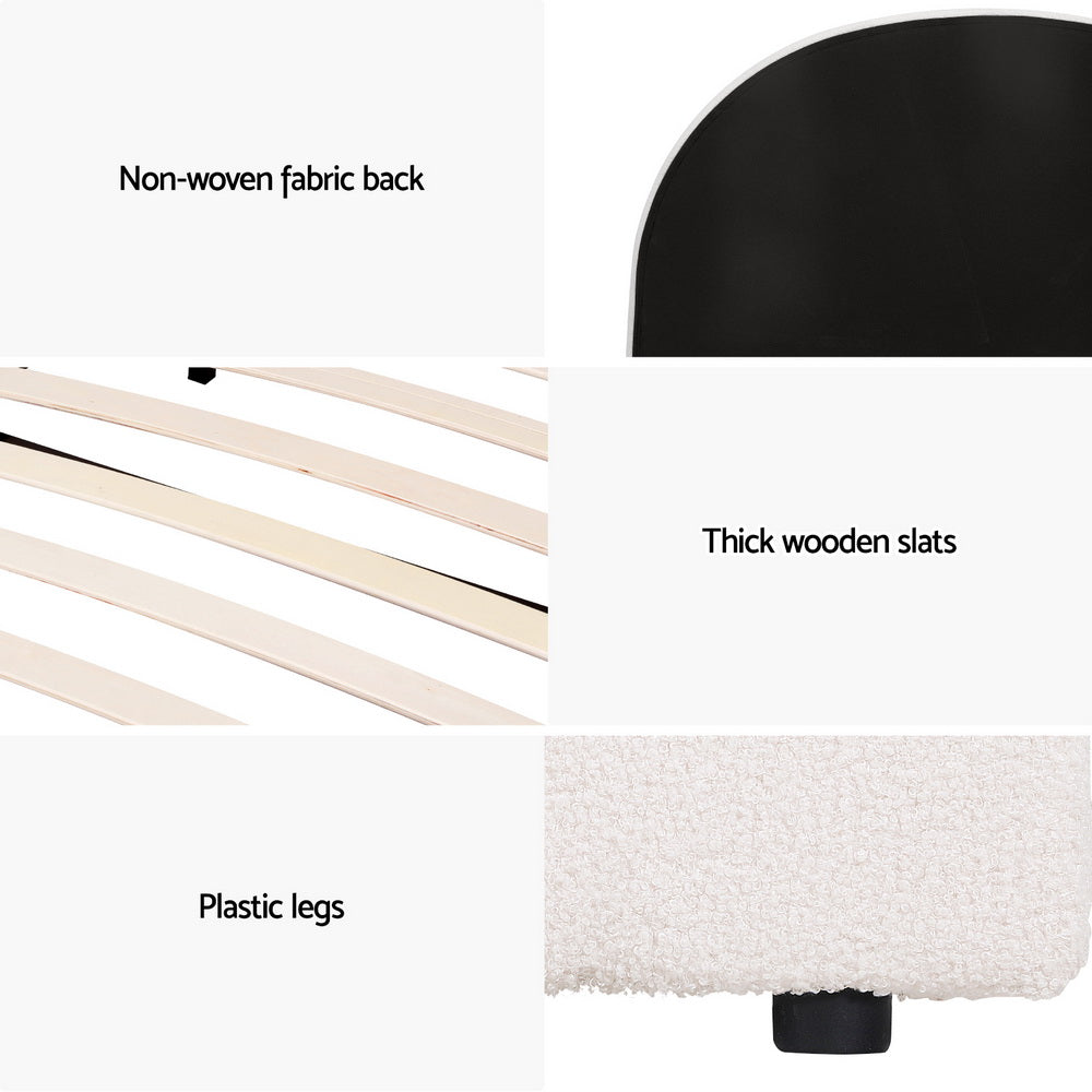 Bed Frame Gas Lift Strorage Beds Base Platform Boucle Fabric King Single ELLA