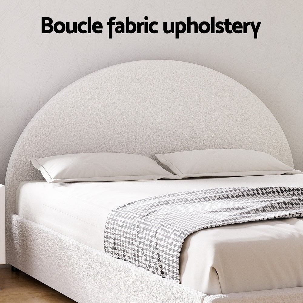 Bed Frame Gas Lift Strorage Beds Base Platform Boucle Fabric Queen ELLA